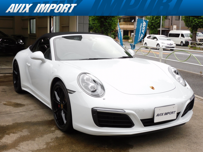 ポルシェ 911(Type991.2) 4S Cabriolet 後期最終型 水平対向6気筒ﾂｲﾝﾀｰﾎﾞ 7速PDK 右H正規D車 黒幌 ｽﾎﾟｰﾂｸﾛﾉPKG 黒革 ｼｰﾄﾋｰﾀｰ PCMﾅﾋﾞ Bｶﾒﾗ&PAS ｸﾙｺﾝ LEDﾍｯﾄﾞﾗｲﾄ(PDLSﾌﾟﾗｽ付) 電格ﾐﾗｰ ｴﾝﾄﾘｰD PASM＆PTVﾌﾟﾗｽ 赤ｷｬﾘﾊﾟｰ  純正20AW(ﾌﾞﾗｯｸ) 禁煙