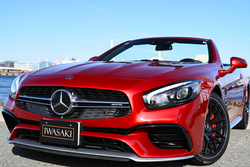 AMG SLクラス 超希少R231後期最終モデルAMG SL63正規ディーラー車左ハンドル法人1オナ禁煙屋根保管新車同様走行1.4万Km特注オーダーカラーヒヤシンスレッド＆特注インテリアポーセレンフルレザーインテリアカーボンインテリア新車時より全ディーラー徹底過剰整備車両マジックスカイルーフ純正LEDヘッドライト等超豪華装備多数必見！！