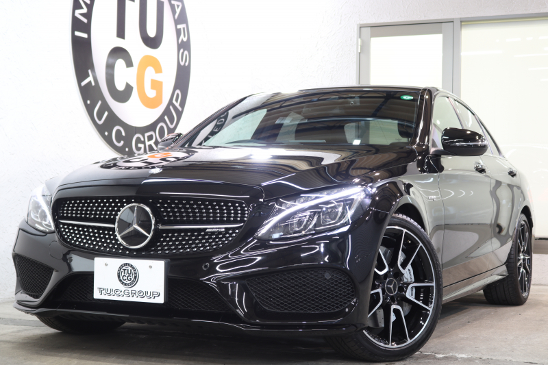 AMG Cクラス C43 4MATIC ｴｸｽｸﾙｰｼﾌﾞ&ﾚｰﾀﾞｰｾｰﾌﾃｨPKG　中期 ｷｰﾚｽｺﾞｰ 黒本革 ﾍｯﾄﾞｱｯﾌﾟD HDDﾅﾋﾞTV BT音楽 ﾌﾞﾙﾒｽﾀｰ ﾊﾞｯｸｶﾒﾗ PTS LEDﾗｲﾄ ﾊﾝｽﾞﾌﾘｰA AMG専用装備&ﾁｭｰﾆﾝｸﾞ 9AT　2年保証