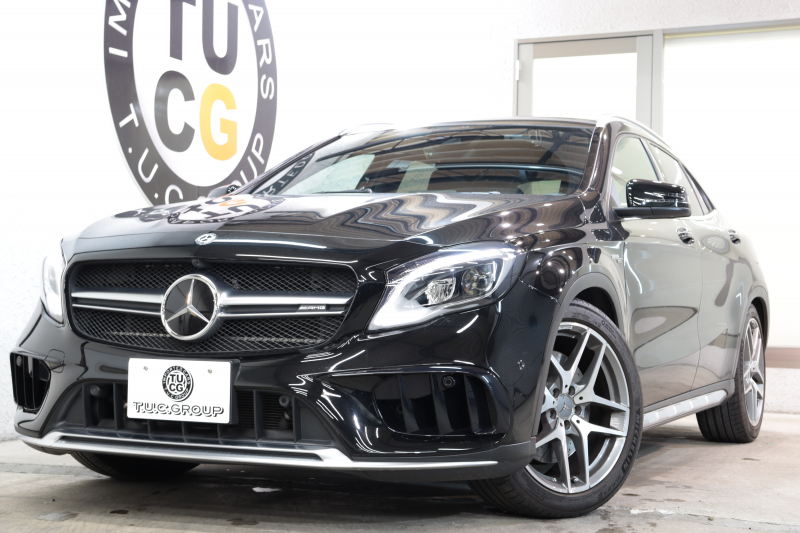 AMG GLA GLA45 4MATIC ﾚｰﾀﾞｰｾｰﾌﾃｨPKG　後期 ｷｰﾚｽｺﾞｰ 黒本革 HDDﾅﾋﾞTV ｽﾏﾎ連携 ﾊﾞｯｸｶﾒﾗ PTS LEDﾍｯﾄﾞﾗｲﾄ 自動Rｹﾞｰﾄ&ﾊﾝｽﾞﾌﾘｰA AMG専用装備&ﾁｭｰﾆﾝｸﾞ AMGｴｱﾛ&19AW 7AT　2年保証