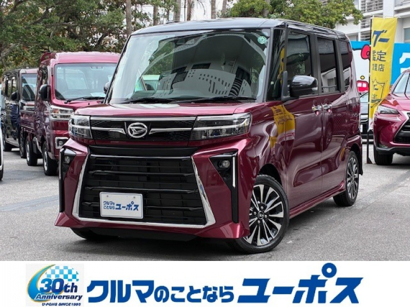 ダイハツ タント カスタムRS　OP10年保証対象車　スマートアシスト　純正ナビ　両側パワースライドドア　クリアランスソナー　ETC　ミラクルオープンドア　ハーフレザーシート　前席シートヒーター