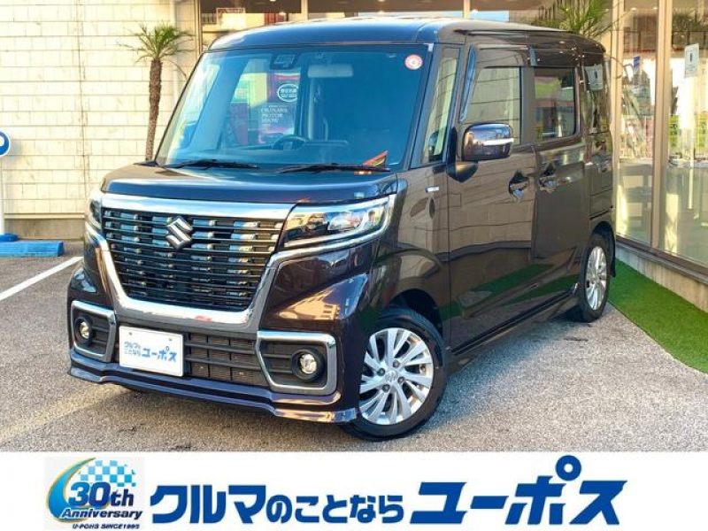 スズキ スペーシア カスタム　ハイブリッドGS　衝突被害軽減ブレーキ　コーナーセンサー　ETC　スモークフィルム　シートヒーター　LEDヘッドライト　社外ナビ　フォグライト　オートライト　　オートリトラウインカーミラー　アイドリングストップ