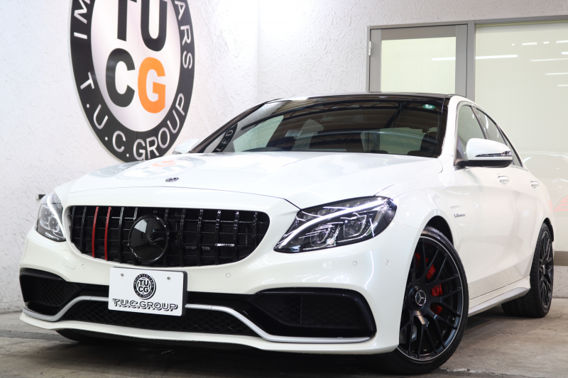 AMG Cクラス C63S ｴｸｽｸﾙｰｼﾌﾞ&ﾚｰﾀﾞｰｾｰﾌﾃｨPKG　ｷｰﾚｽｺﾞｰ 赤/黒本革 ﾊﾟﾉﾗﾏSR ﾍｯﾄﾞｱｯﾌﾟD HDDﾅﾋﾞTV BT音楽 ﾌﾞﾙﾒｽﾀｰ ﾊﾞｯｸｶﾒﾗ PTS LEDﾗｲﾄ ﾊﾝｽﾞﾌﾘｰA AMG専用装備&ﾁｭｰﾆﾝｸﾞ 7AT　2年保証