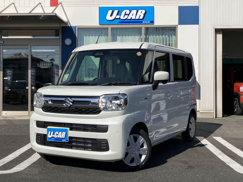 スズキ スペーシア ハイブリッドG　届出済未使用車・ナビ・全方位M・衝突軽減ブレーキ・オートライト・SOSコール・障害物センサー・アイドリングストップ・スマートキー