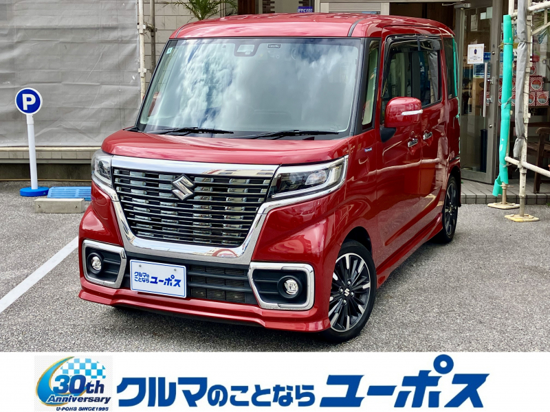 スズキ スペーシア カスタム　ハイブリッドXS　OP5年保証対象車　衝突被害軽減ブレーキ　前後ドライブレコーダー　ETC車載器　両側パワースライドドア　ハーフレザーシート　LEDヘッドライト　オートライト　コーナーセンサー　アイドリングストップ