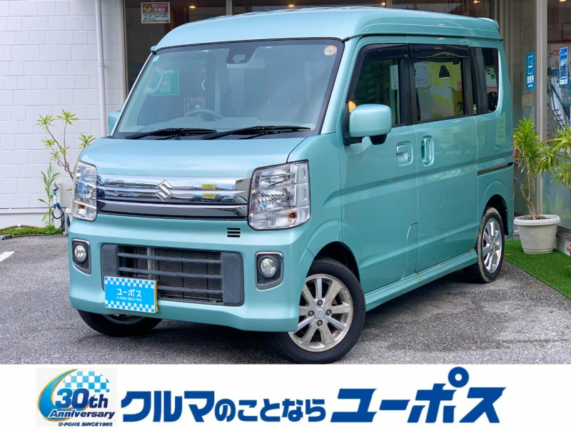 スズキ エブリィワゴン PZターボ　ハイルーフ　走行1．6万km　県内買取直販　衝突被害軽減ブレーキ　バックカメラ　プッシュスタート　ステアリングスイッチ　パワースライドドア　HIDヘッドライト　オートライト　フォグライト　社外ナビ